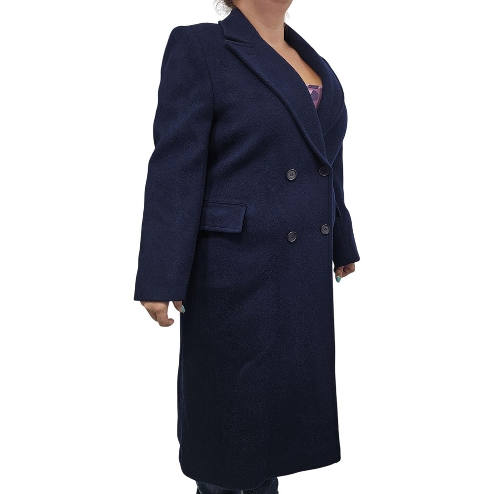 VTG Pendleton Coat Women 12 L Navy Blue 100% Virgin Wool Long USA 80s Preppy